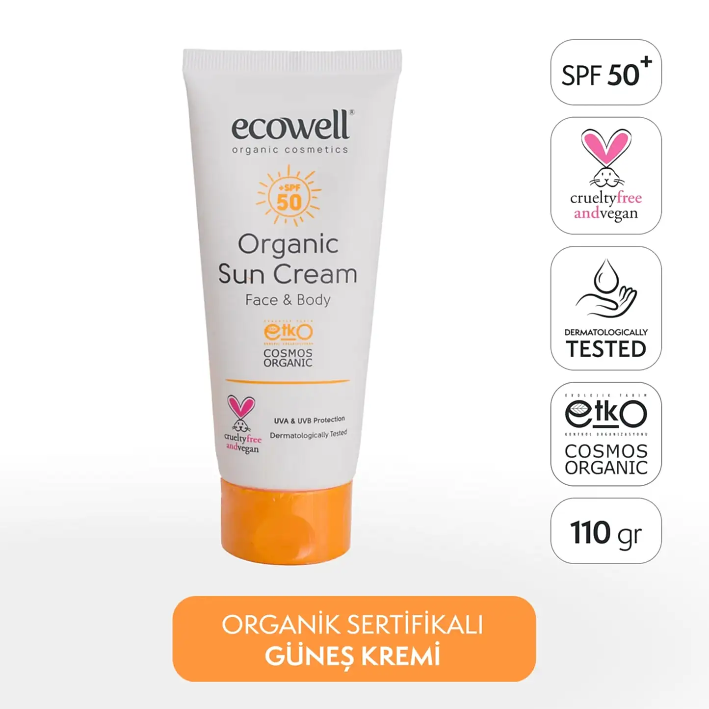 Sertifikalı Organik Güneş Kremi SPF 50 - 110 gr
