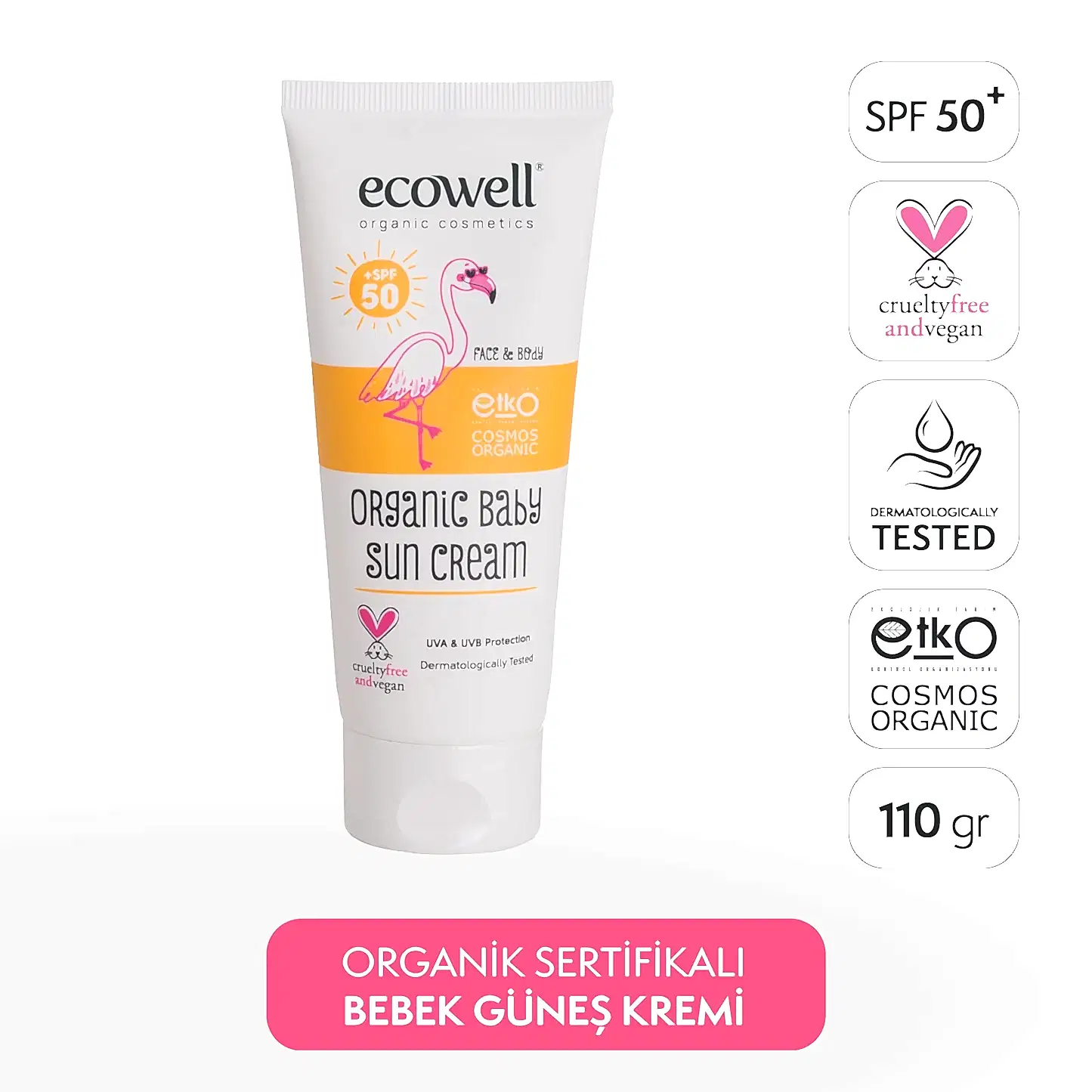 Sertifikalı Organik Bebek Güneş Kremi SPF 50 - 110 gr